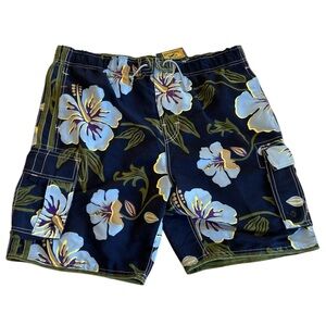 Steve & Barry's Board Shorts Blue Floral Men’s Tropical Size Large New with Tags